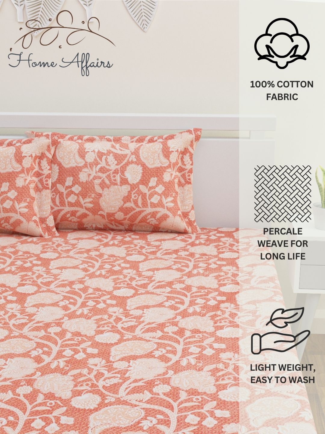 Niraaz Cotton Bedsheet Set | Everyday Bedwear - Red