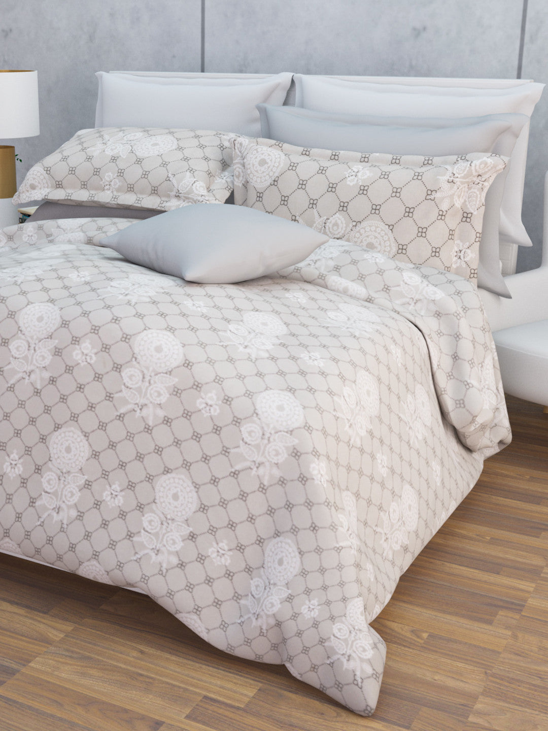 Kausha Cotton Bedsheet Set | Everyday Bedwear - Grey