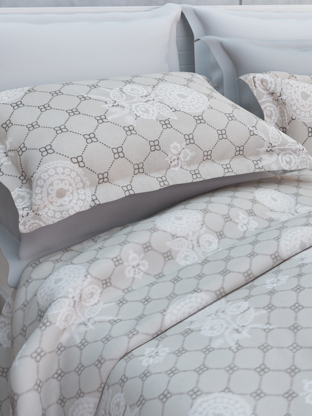 Kausha Cotton Bedsheet Set | Everyday Bedwear - Grey