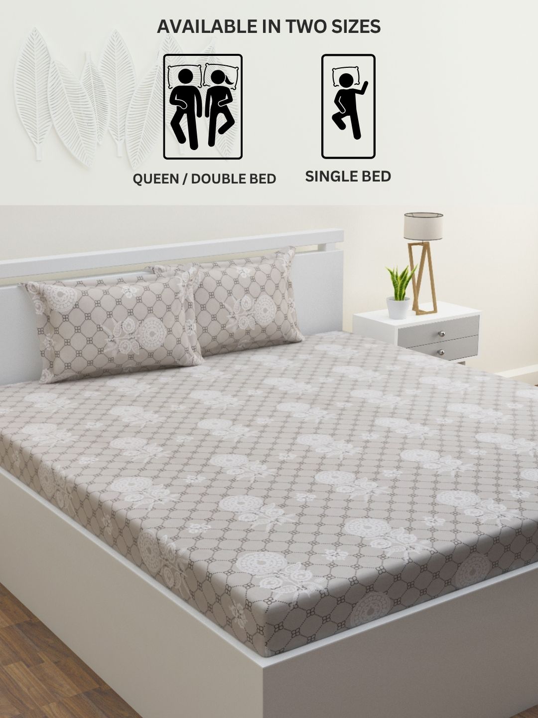 Kausha Cotton Bedsheet Set | Everyday Bedwear - Grey