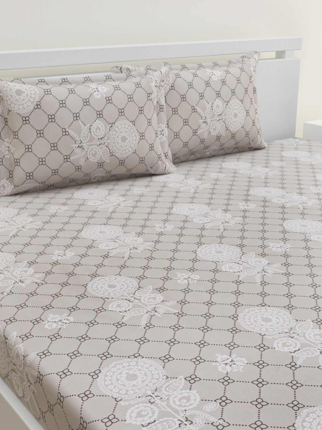 Kausha Cotton Bedsheet Set | Everyday Bedwear - Grey