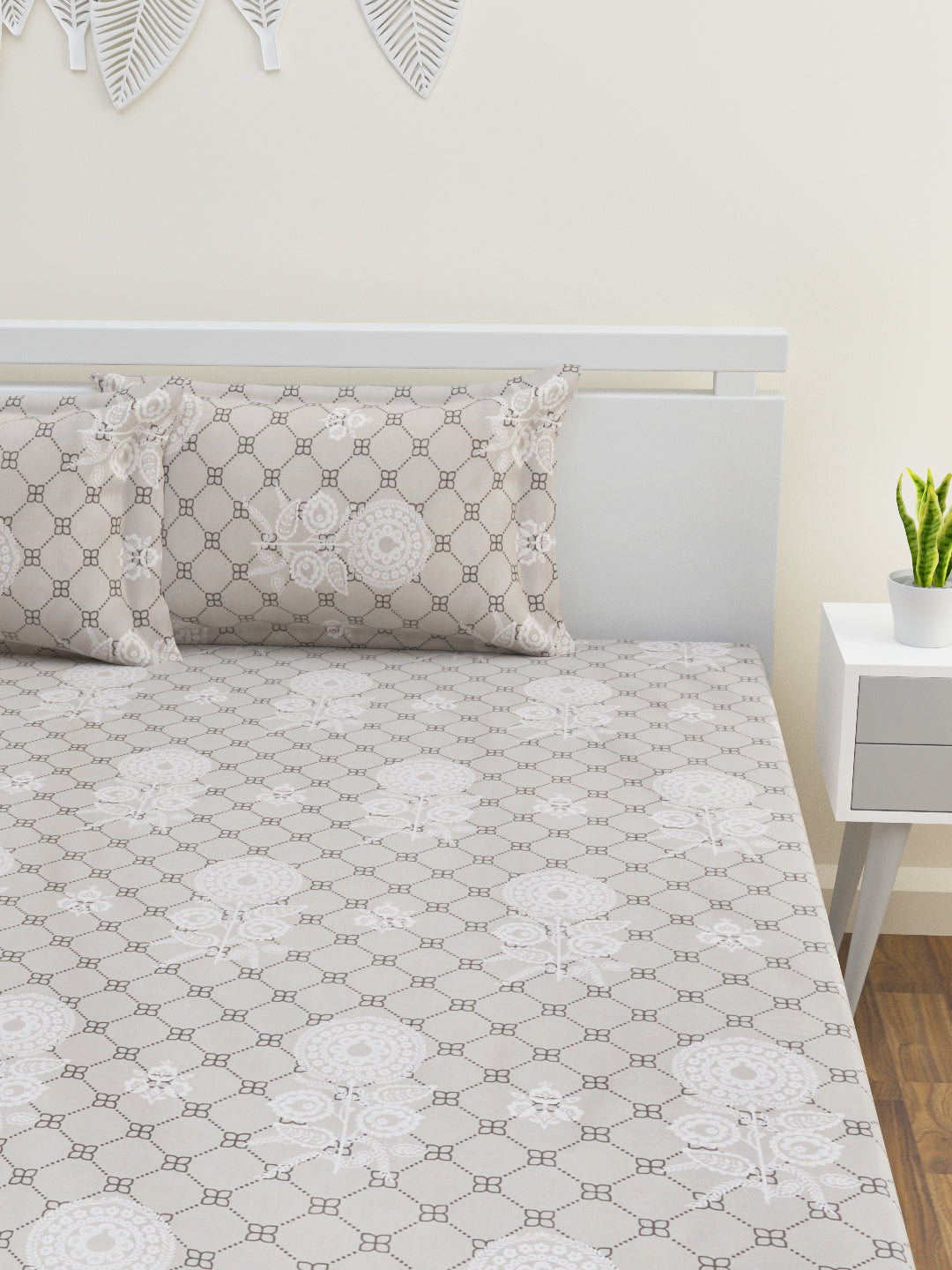 Kausha Cotton Bedsheet Set | Everyday Bedwear - Grey