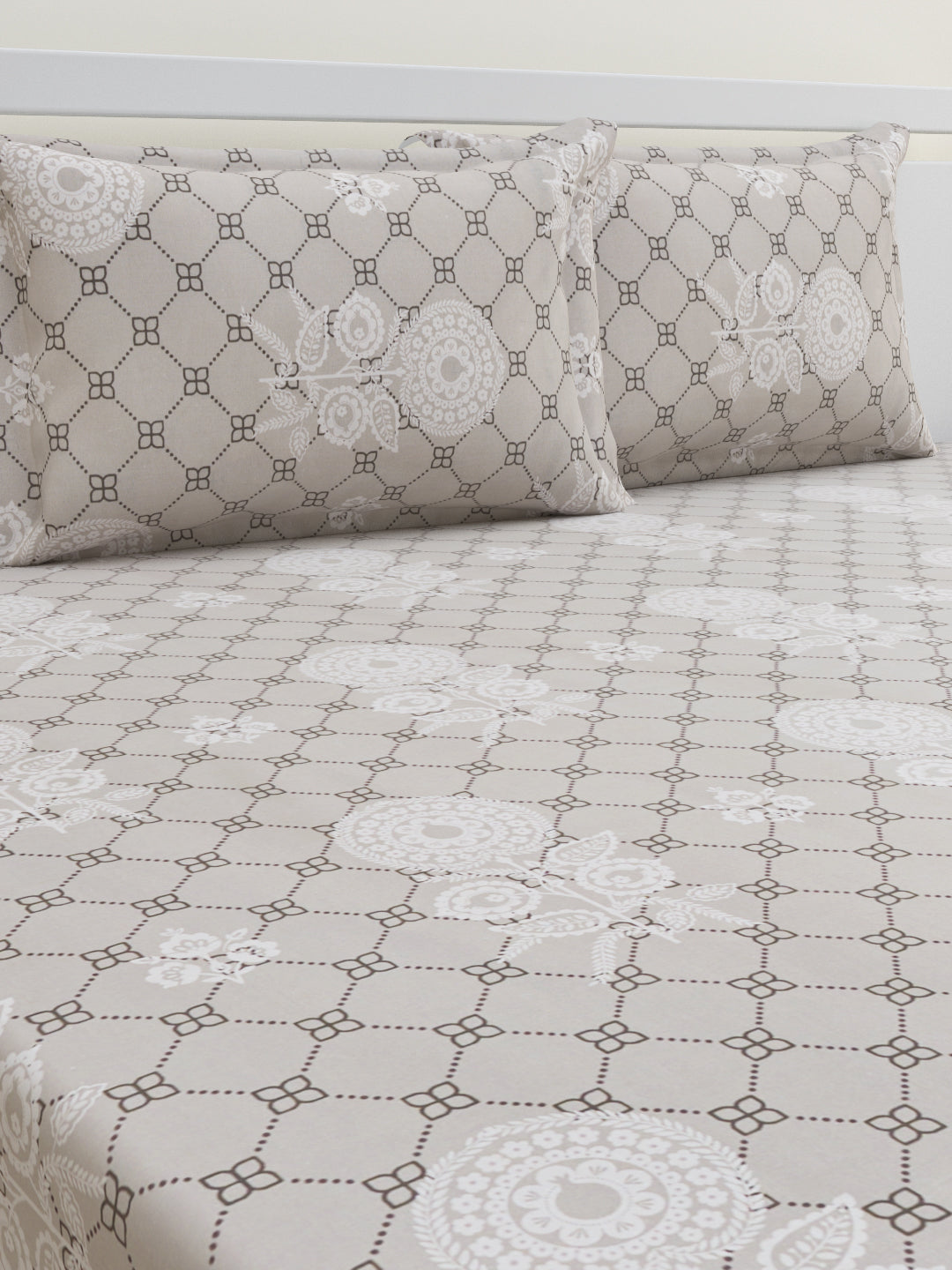 Kausha Cotton Bedsheet Set | Everyday Bedwear - Grey