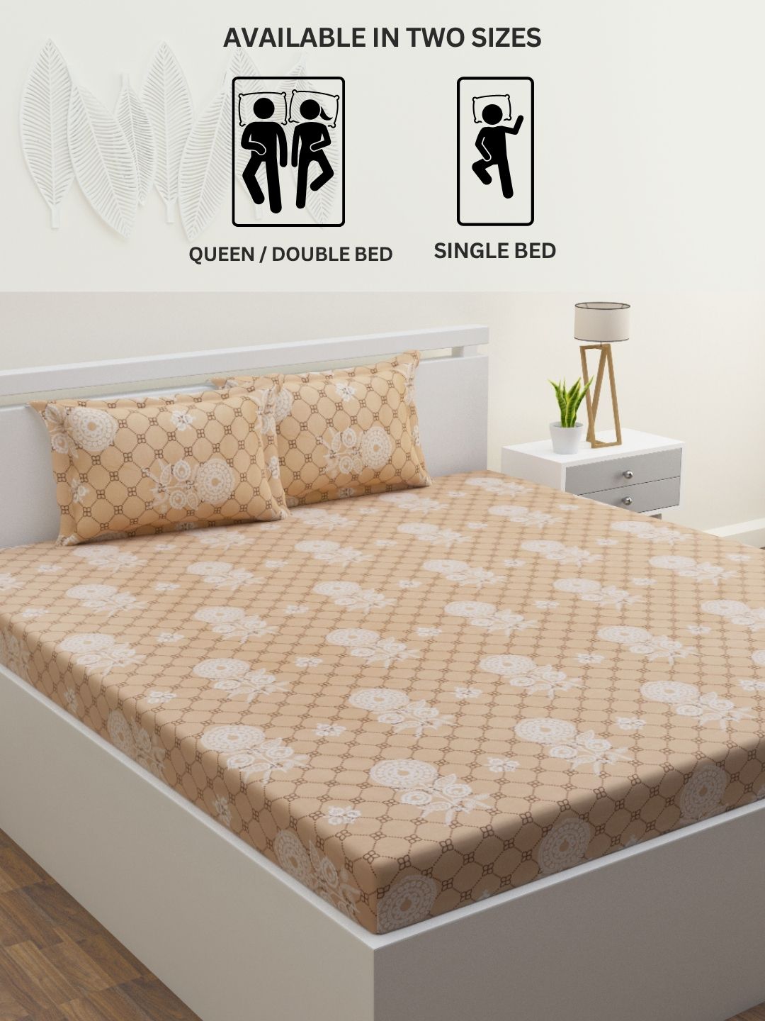 Kausha Cotton Bedsheet Set | Everyday Bedwear - Cream