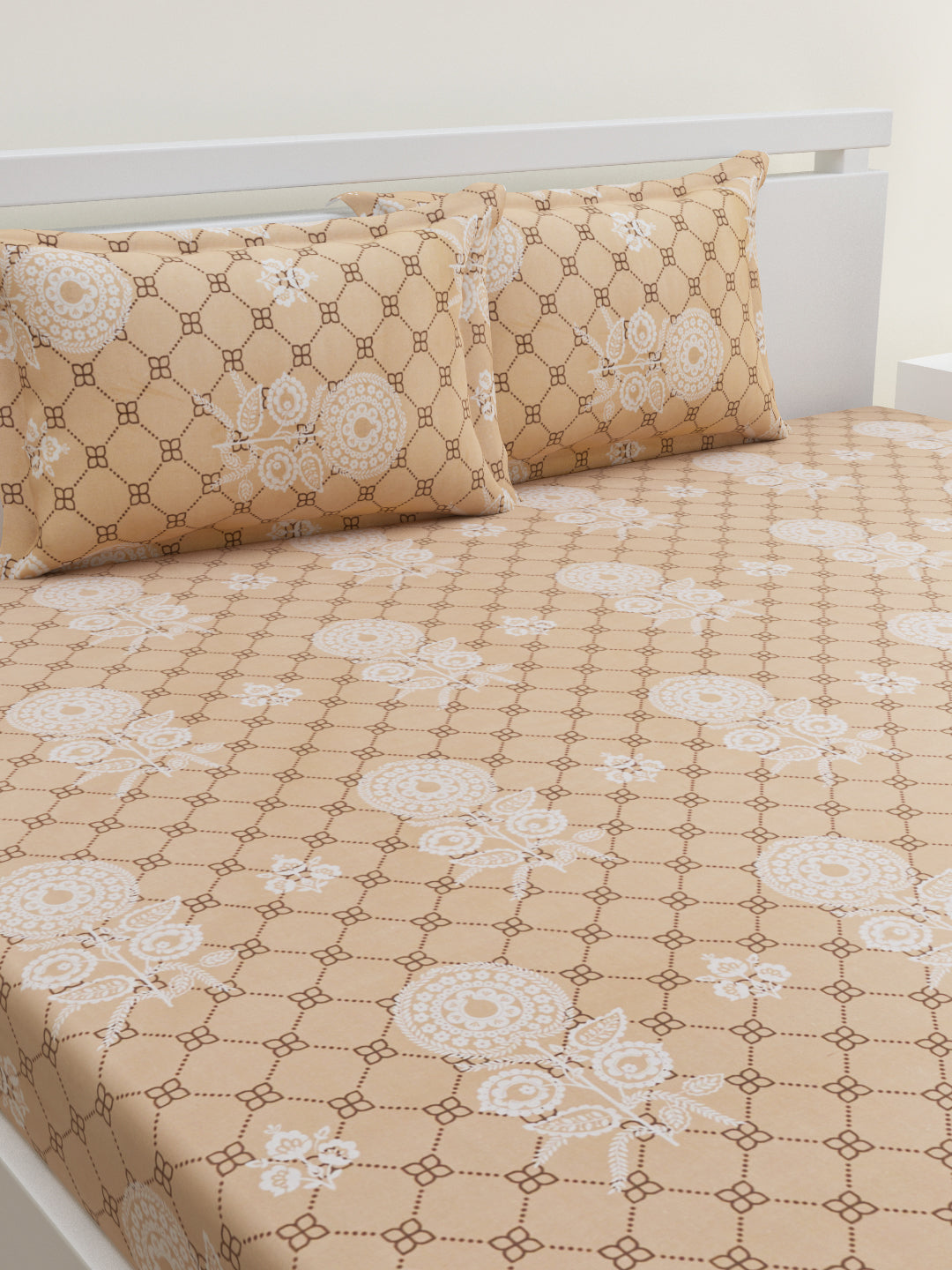 Kausha Cotton Bedsheet Set | Everyday Bedwear - Cream