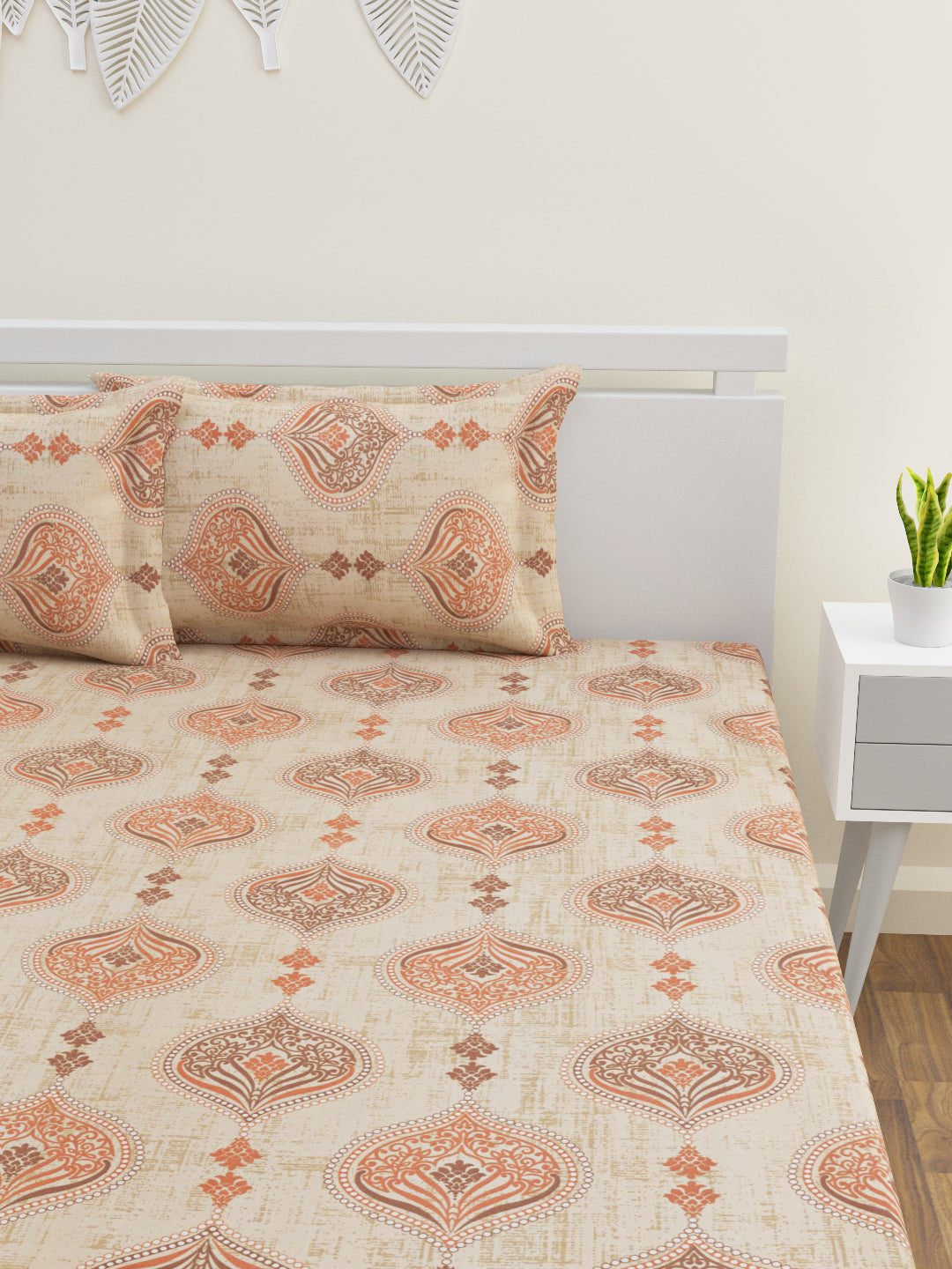 Rangori Cotton Bedsheet Set | Everyday Bedwear - Cream