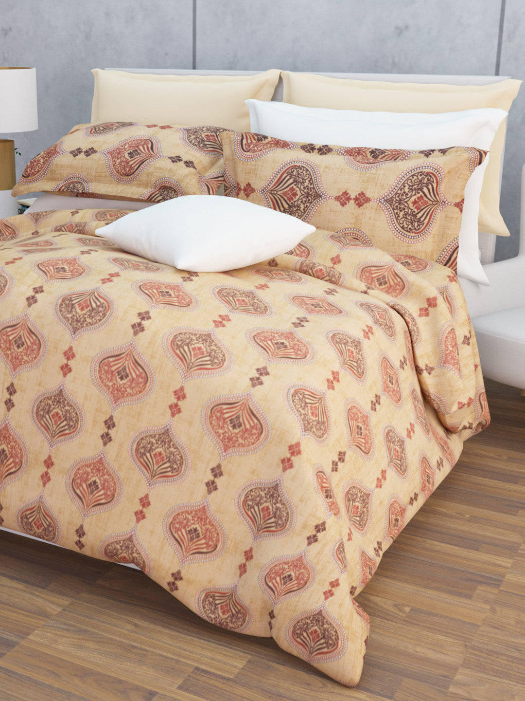Rangori Cotton Bedsheet Set | Everyday Bedwear - Beige