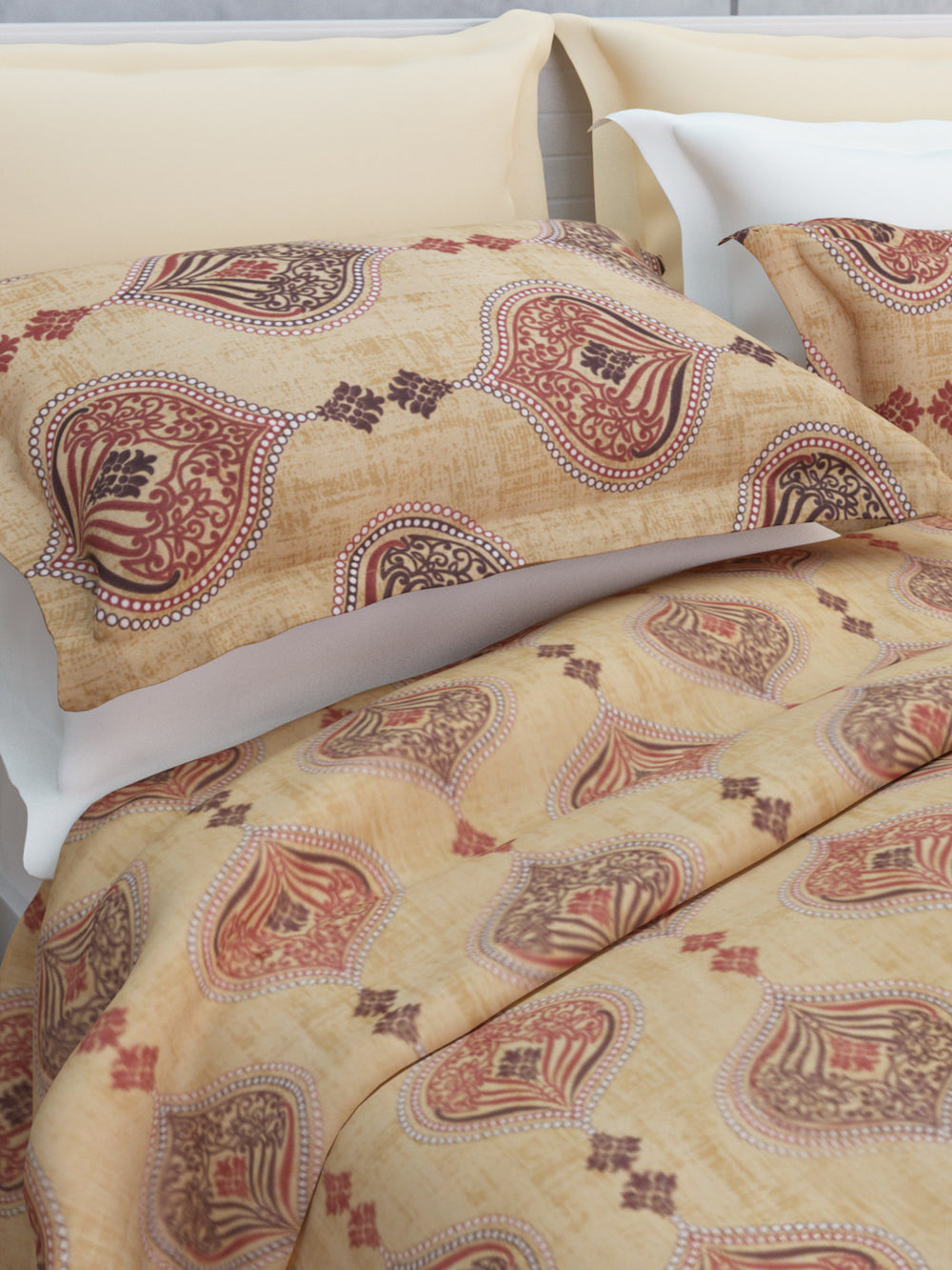 Rangori Cotton Bedsheet Set | Everyday Bedwear - Beige