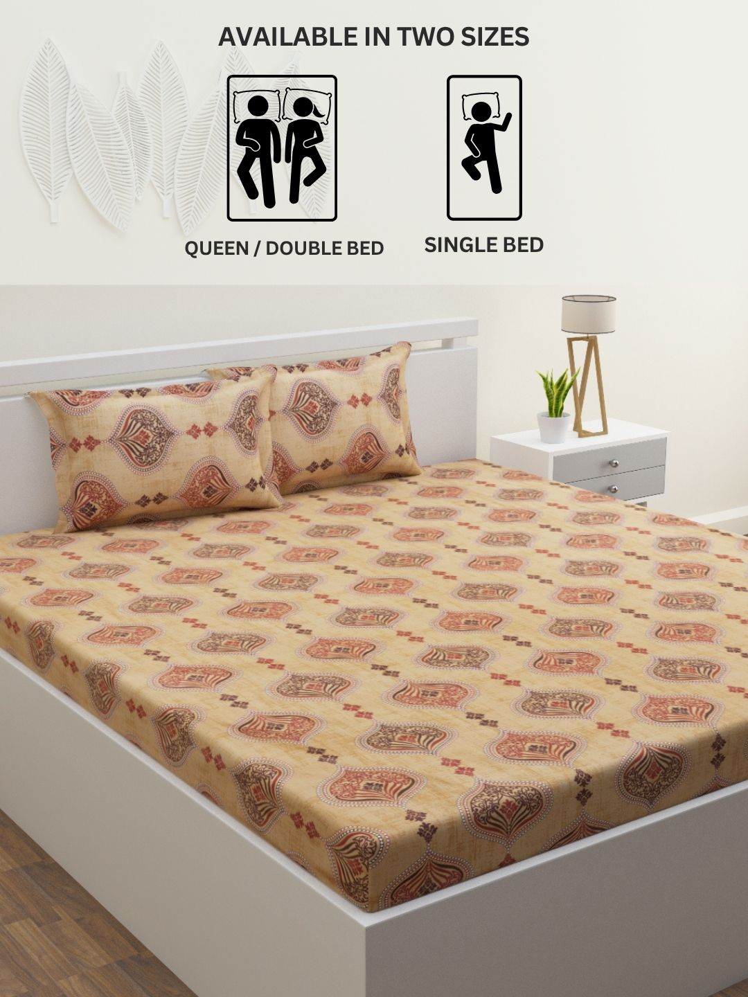 Rangori Cotton Bedsheet Set | Everyday Bedwear - Beige