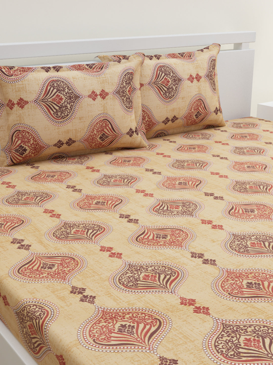 Rangori Cotton Bedsheet Set | Everyday Bedwear - Beige
