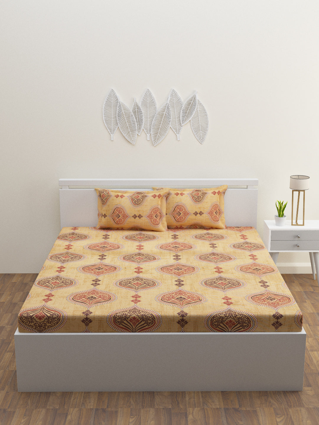 Rangori Cotton Bedsheet Set | Everyday Bedwear - Beige