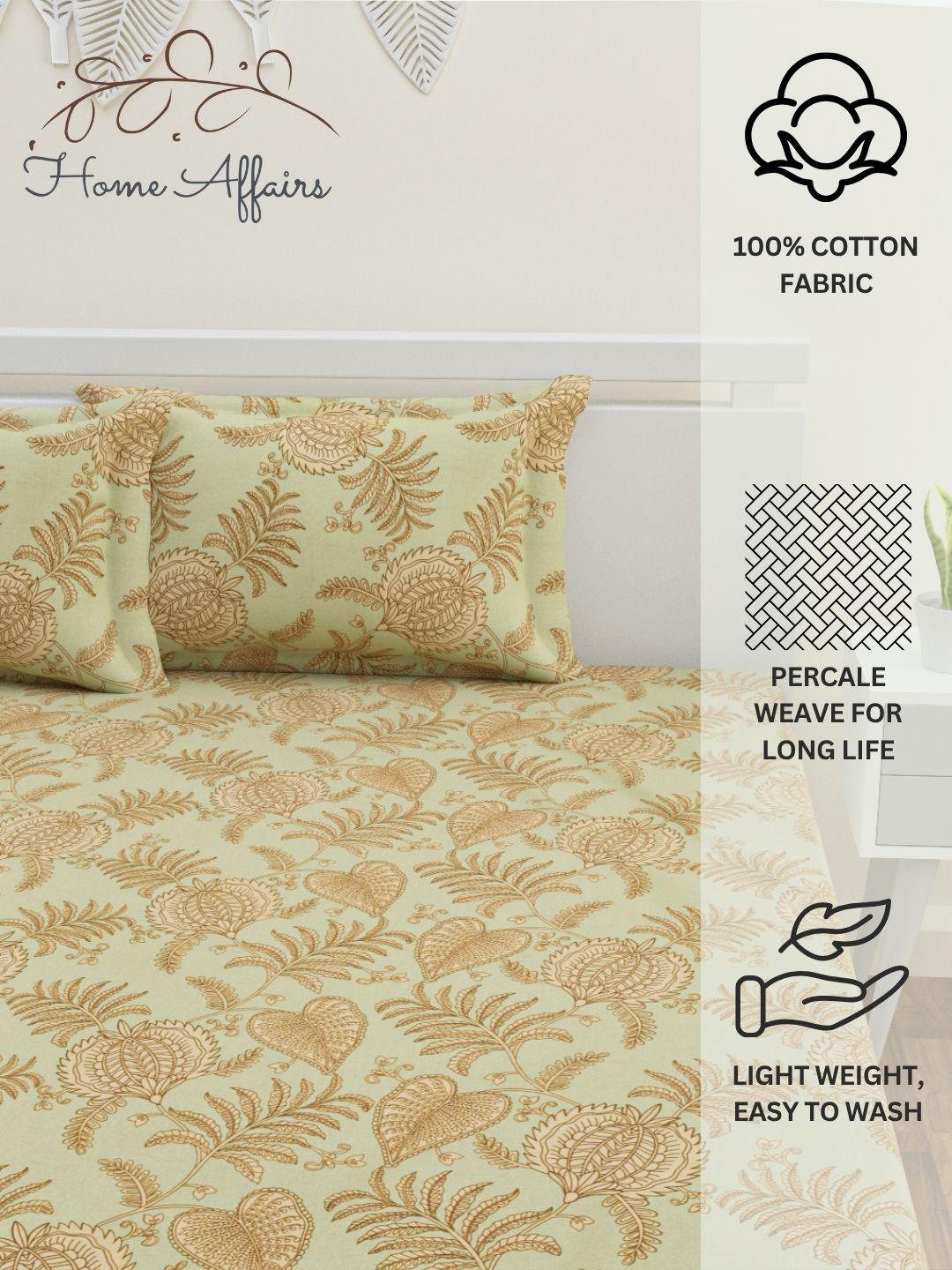 Sereen Cotton Bedsheet Set | Everyday Bedwear - Green
