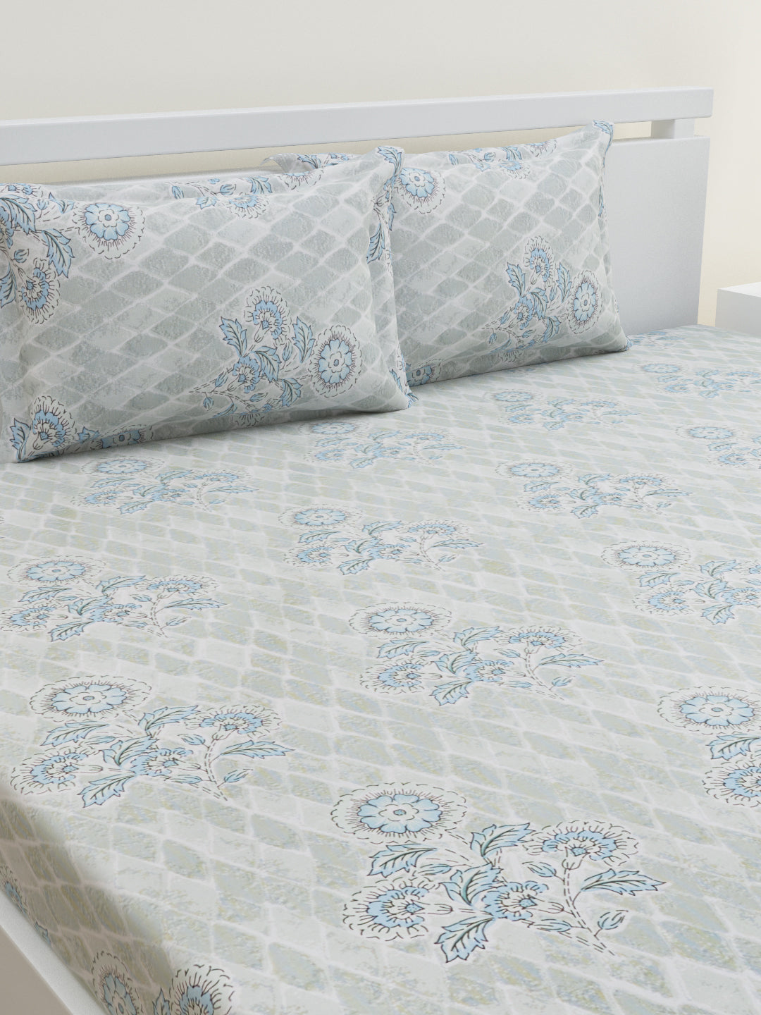 Nourah Cotton Bedsheet Set | Everyday Bedwear - Grey