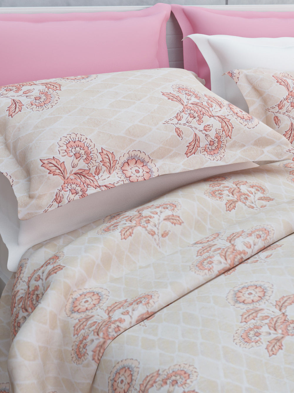 Nourah Cotton Bedsheet Set | Everyday Bedwear - Cream