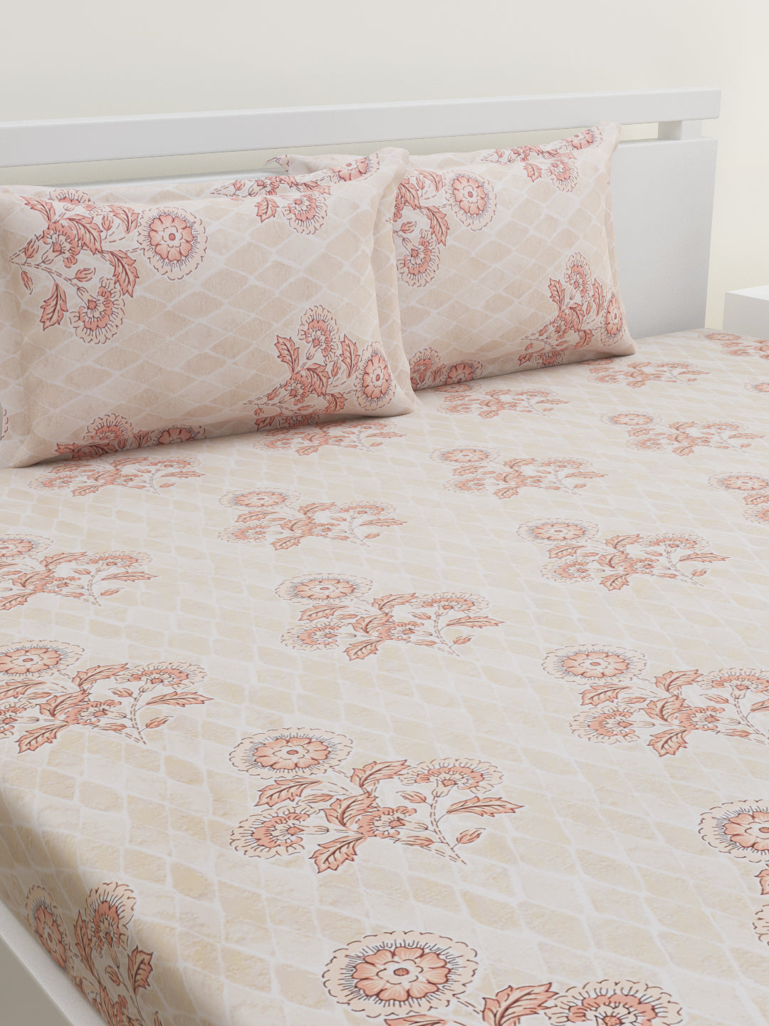 Nourah Cotton Bedsheet Set | Everyday Bedwear - Cream