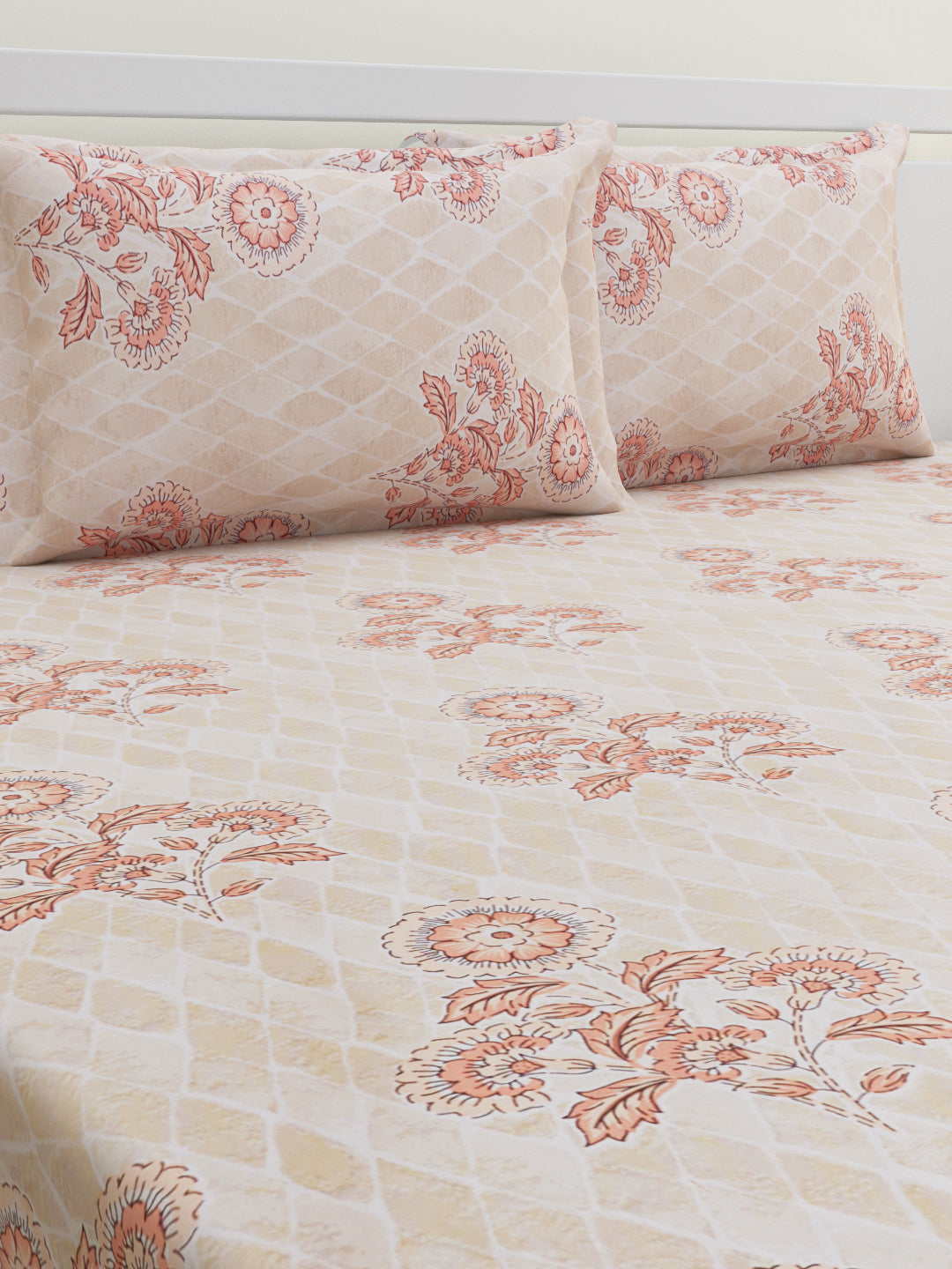Nourah Cotton Bedsheet Set | Everyday Bedwear - Cream