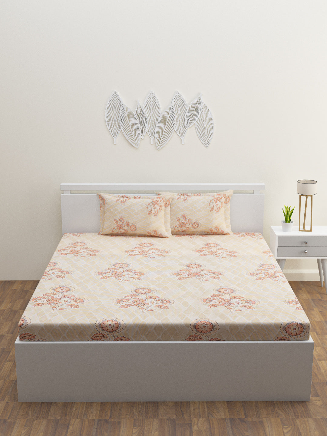 Nourah Cotton Bedsheet Set | Everyday Bedwear - Cream