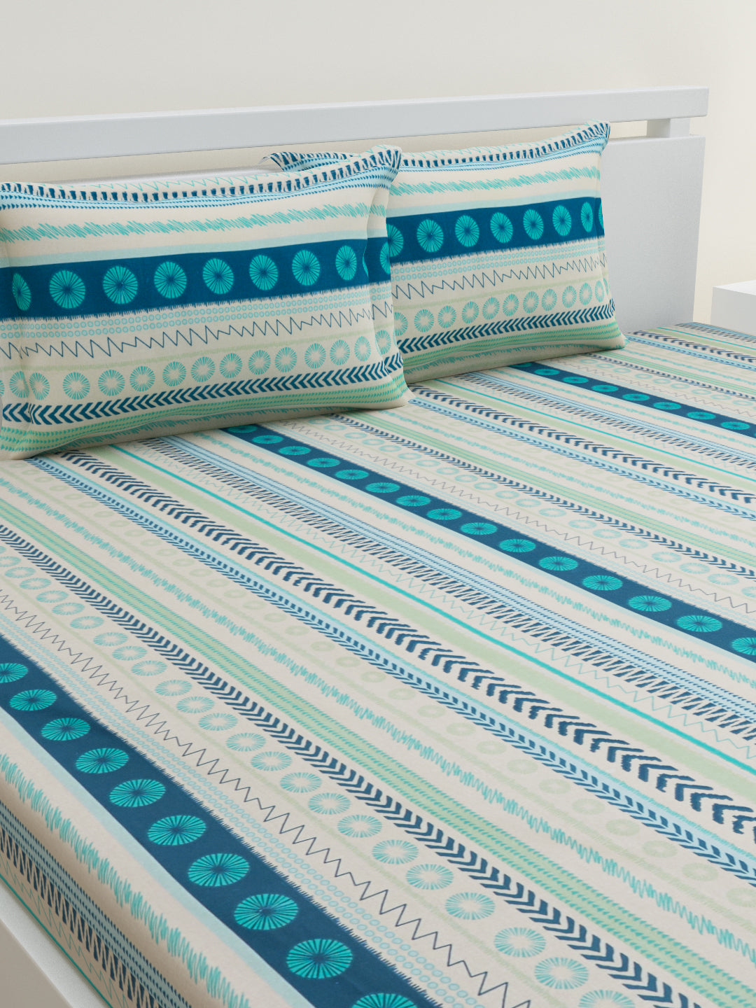 Tayra Cotton Bedsheet Set | Everyday Bedwear - Teal