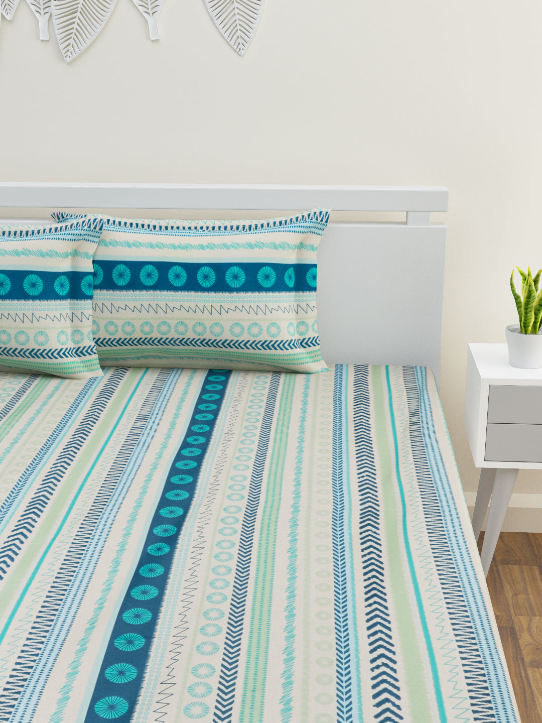 Tayra Cotton Bedsheet Set | Everyday Bedwear - Teal