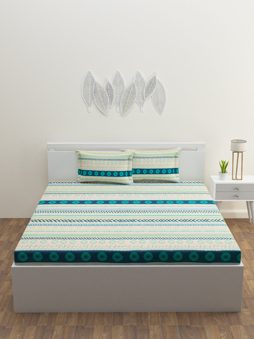 Tayra Cotton Bedsheet Set | Everyday Bedwear - Teal
