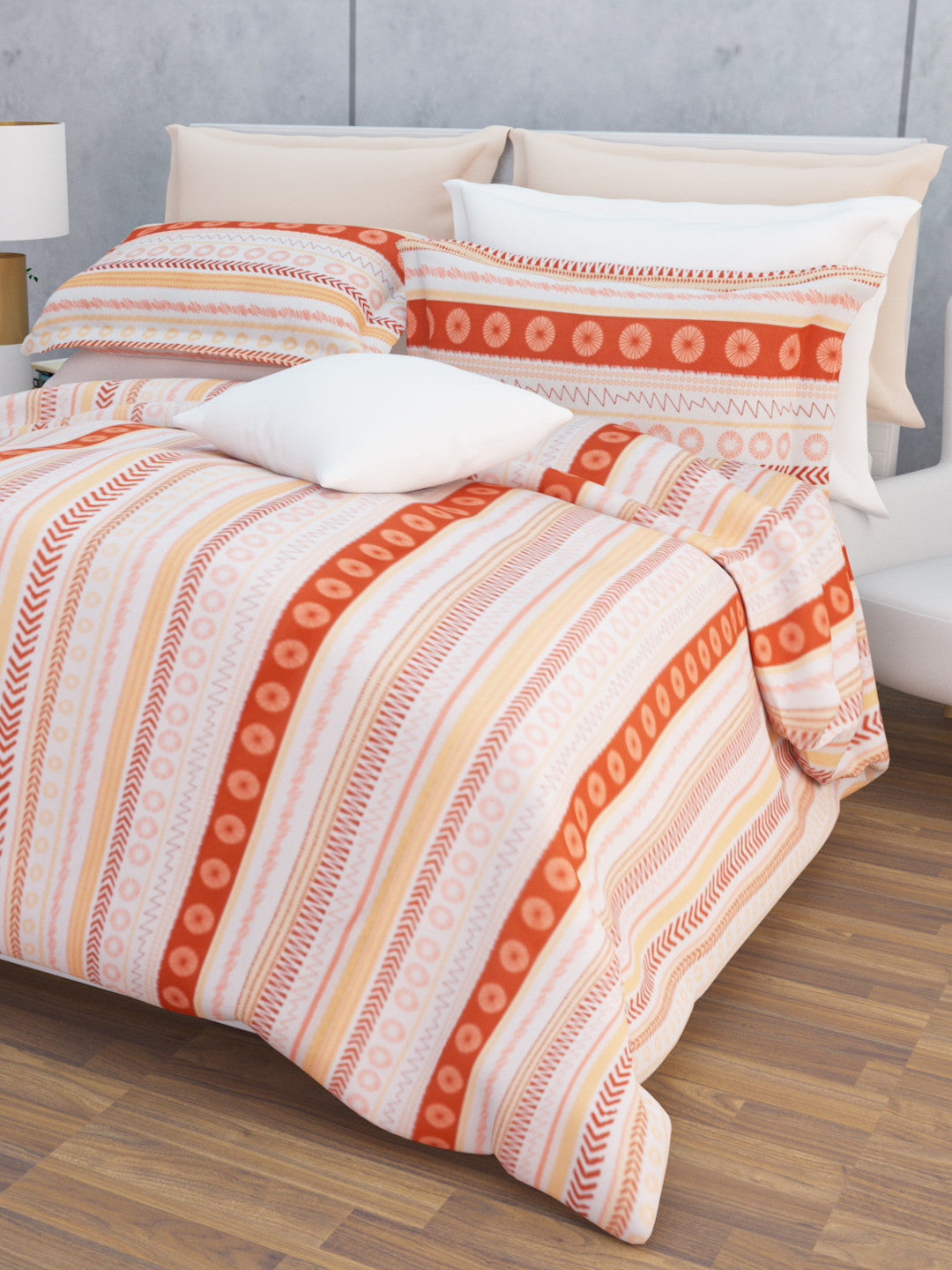 Tayra Cotton Bedsheet Set | Everyday Bedwear - Orange
