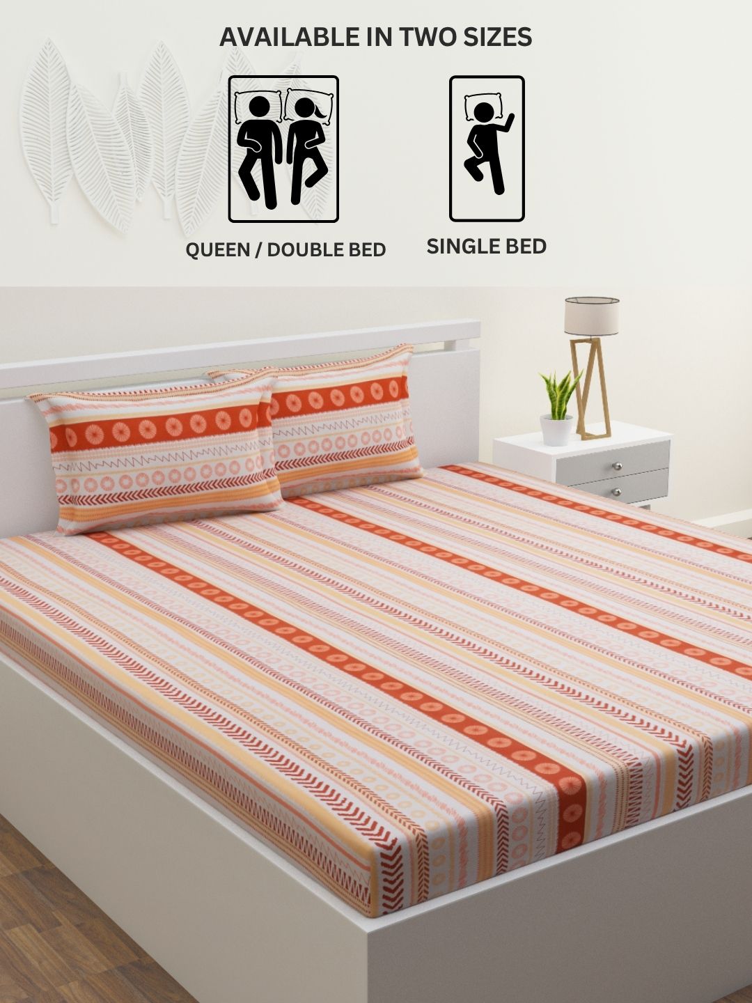 Tayra Cotton Bedsheet Set | Everyday Bedwear - Orange