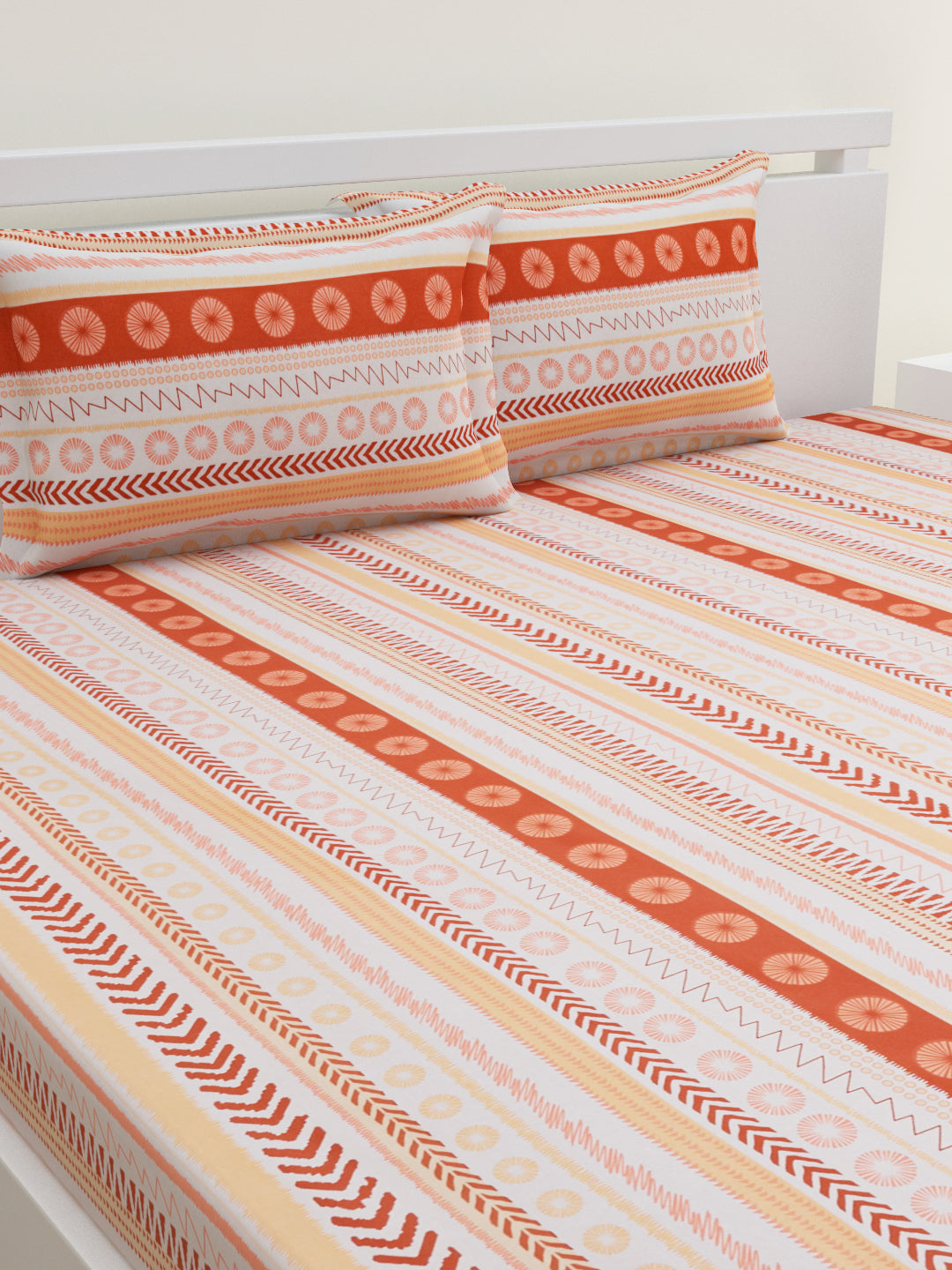 Tayra Cotton Bedsheet Set | Everyday Bedwear - Orange