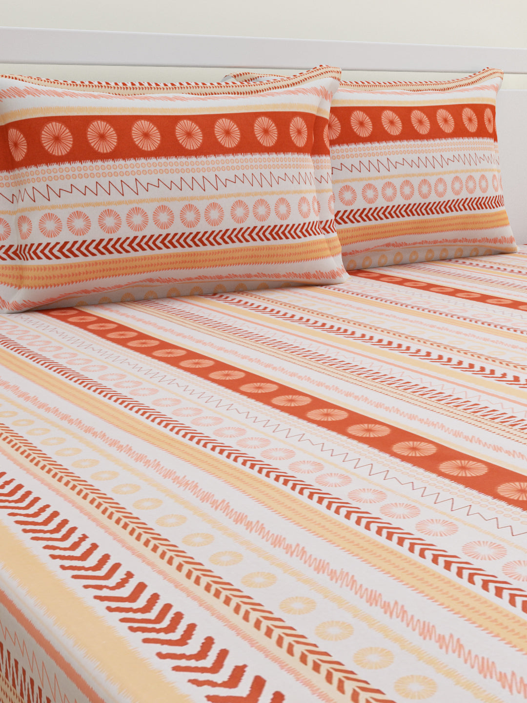 Tayra Cotton Bedsheet Set | Everyday Bedwear - Orange