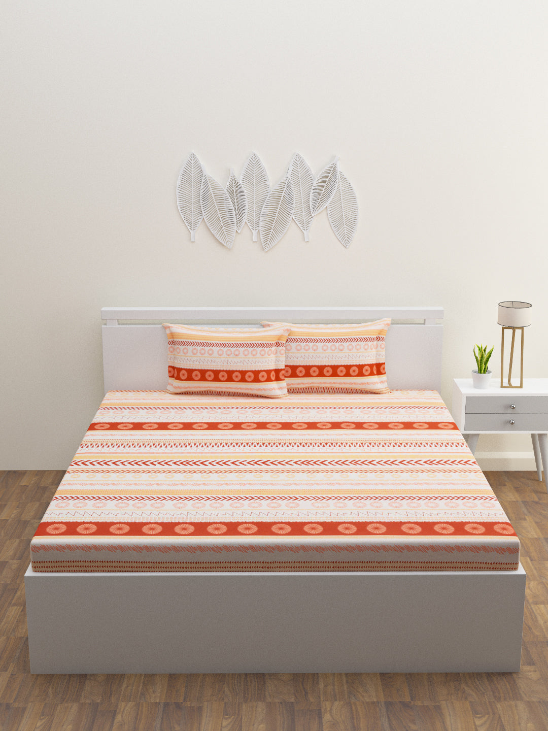 Tayra Cotton Bedsheet Set | Everyday Bedwear - Orange