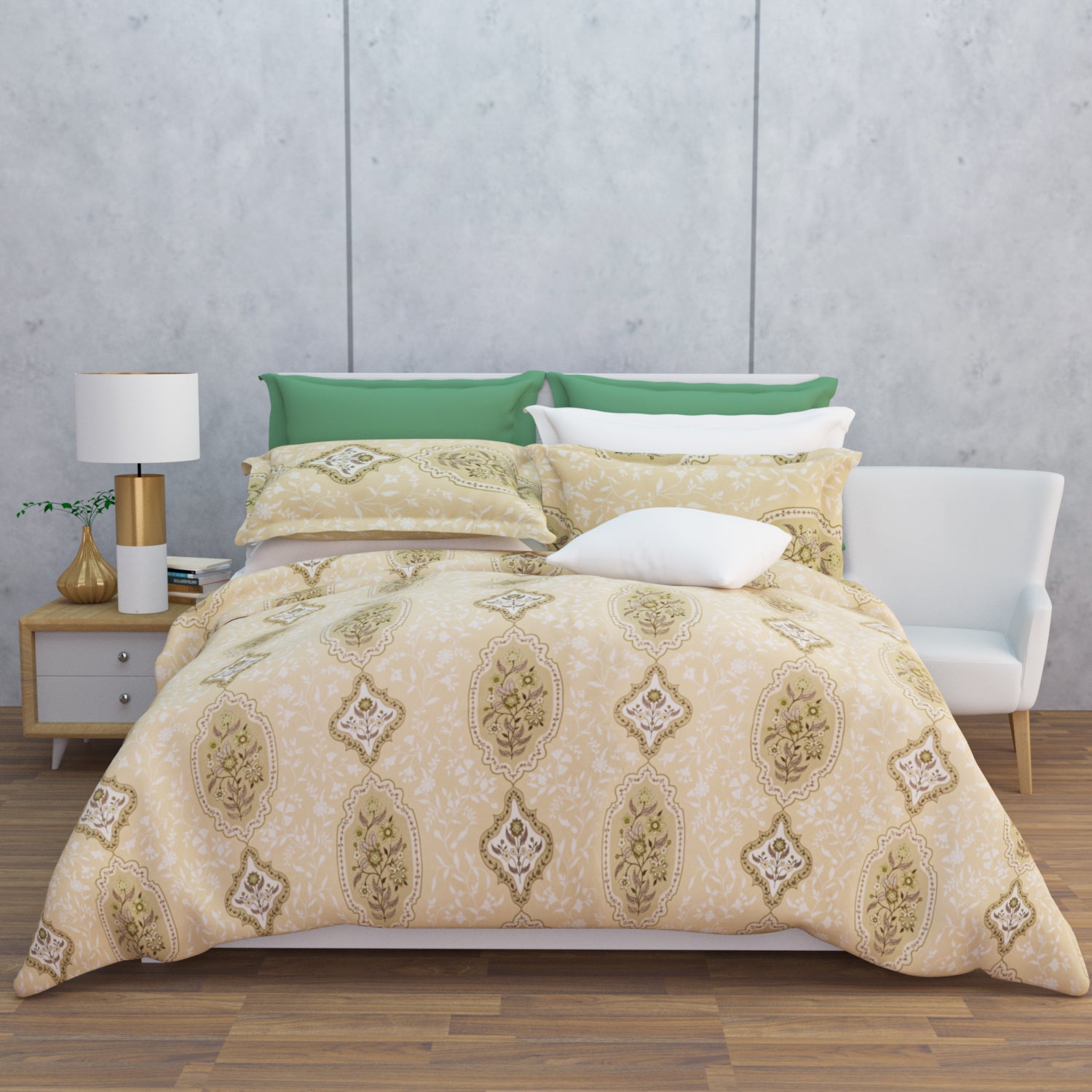 Zehna Cotton Bedsheet Set | Everyday Bedwear - Tan