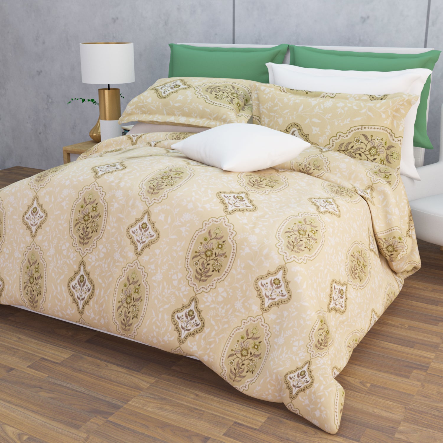 Zehna Cotton Bedsheet Set | Everyday Bedwear - Tan
