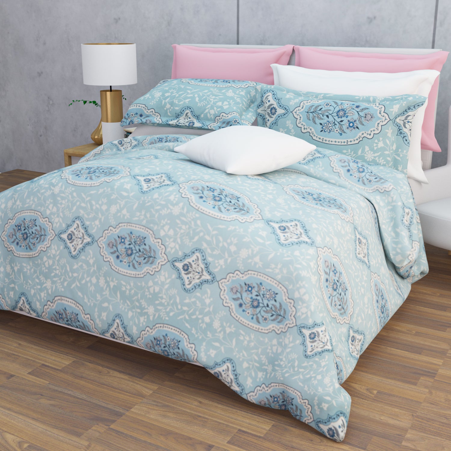 Zehna Cotton Bedsheet Set | Everyday Bedwear - Blue