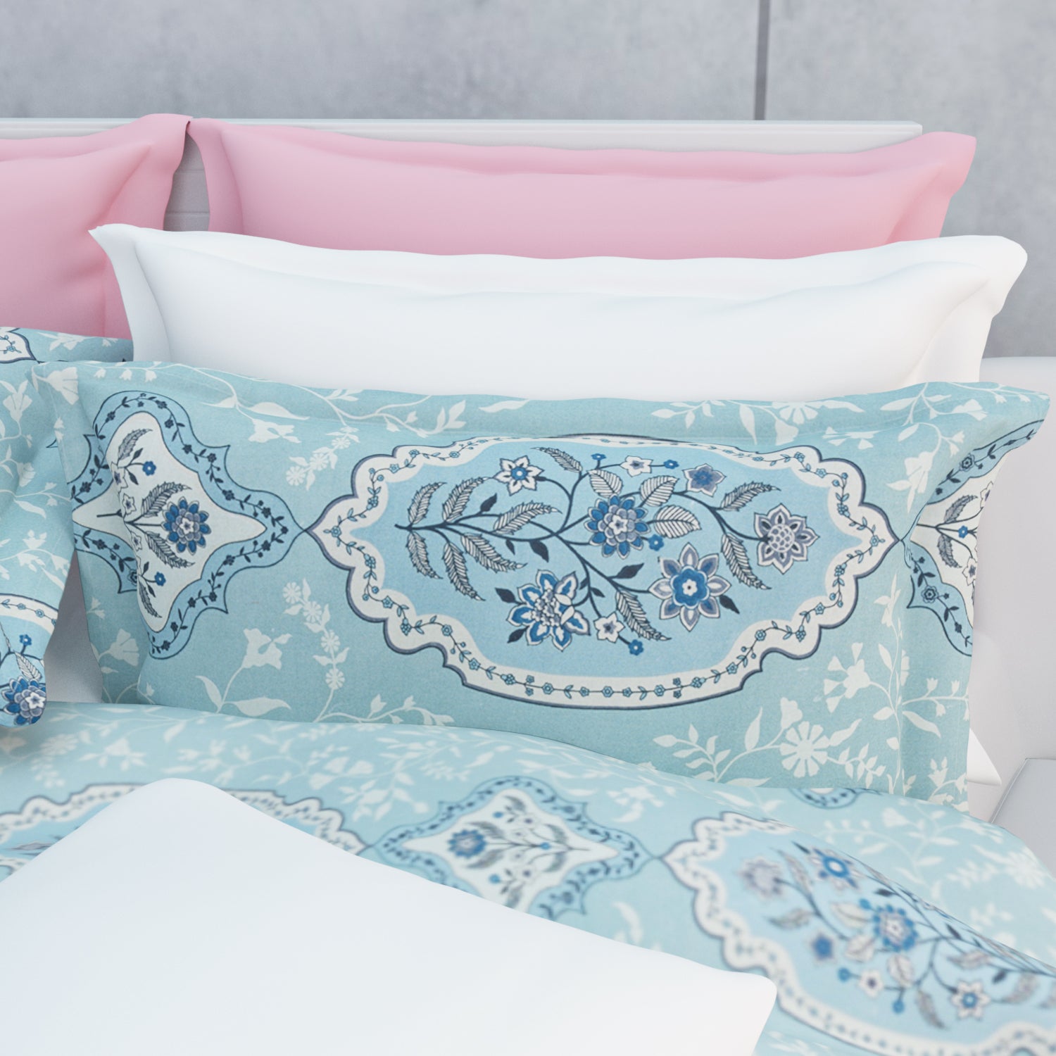 Zehna Cotton Bedsheet Set | Everyday Bedwear - Blue