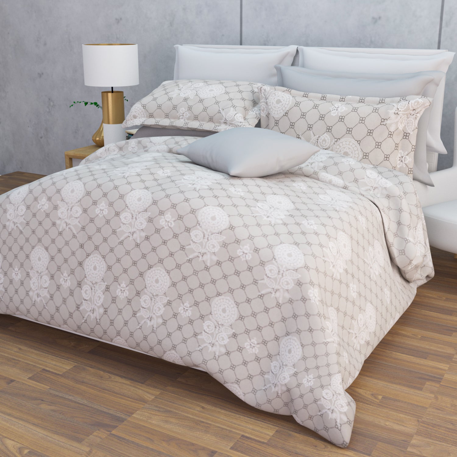Kausha Cotton Bedsheet Set | Everyday Bedwear - Grey