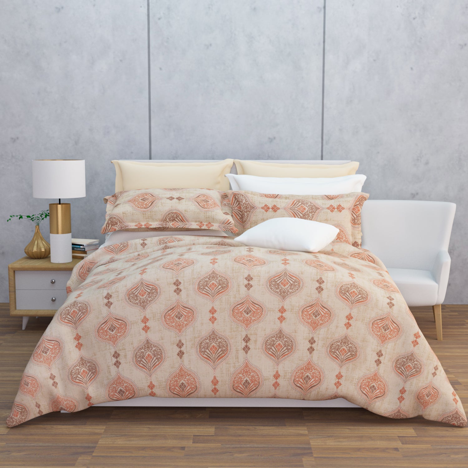 Rangori Cotton Bedsheet Set | Everyday Bedwear - Cream