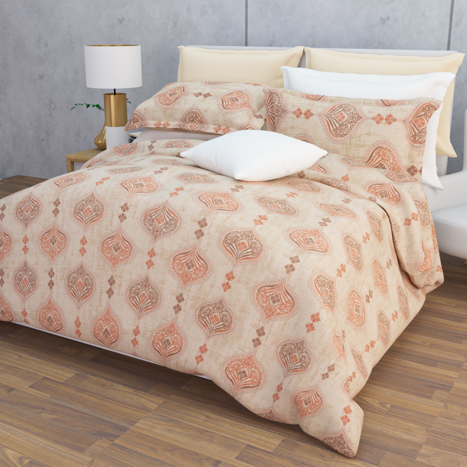 Rangori Cotton Bedsheet Set | Everyday Bedwear - Cream