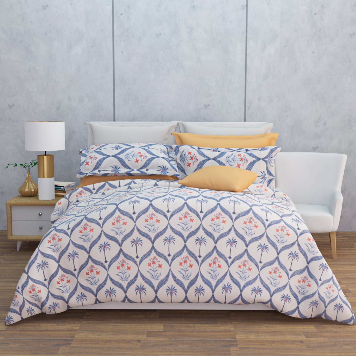Saraya Cotton Bedsheet Set | Everyday Bedwear - Grey