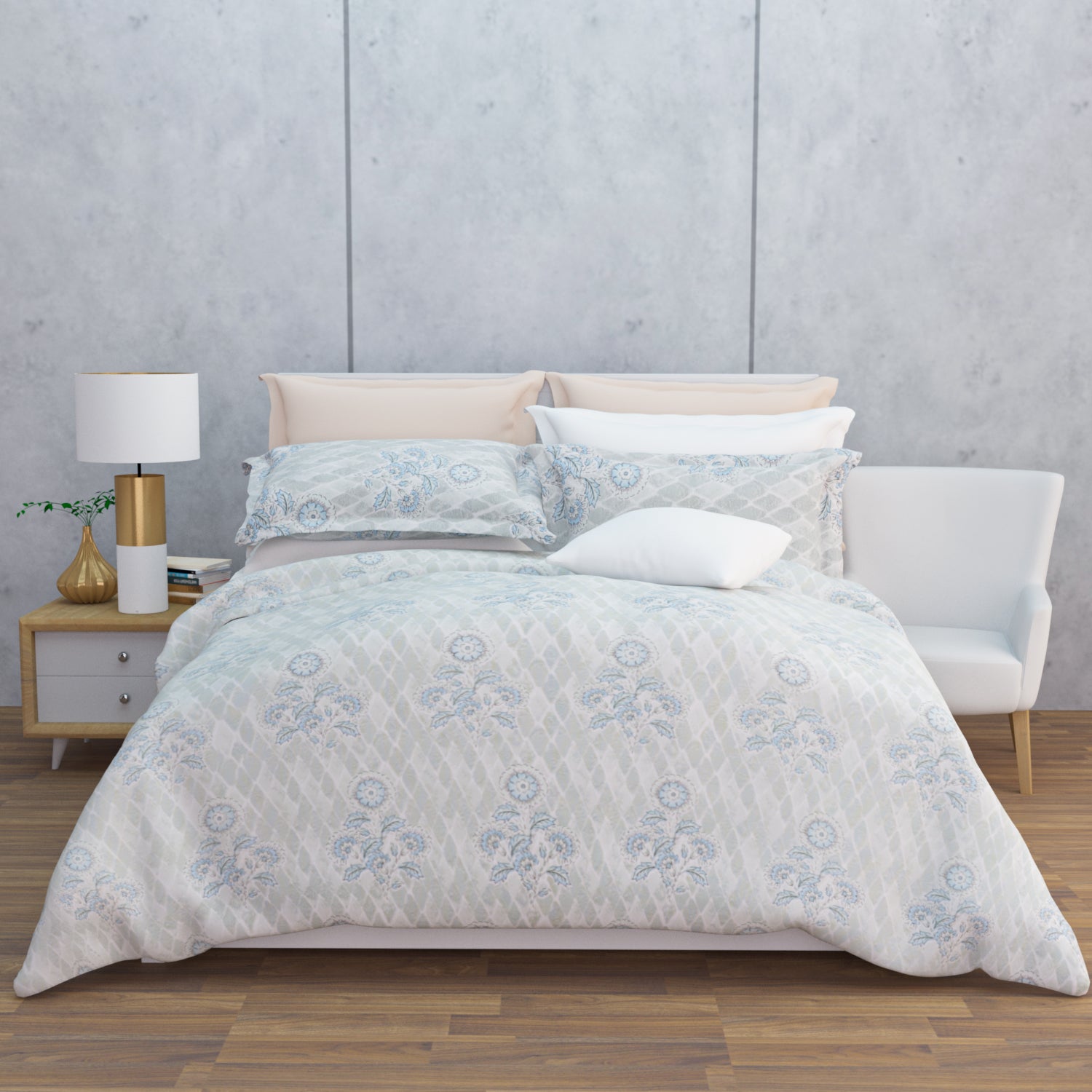 Nourah Cotton Bedsheet Set | Everyday Bedwear - Grey