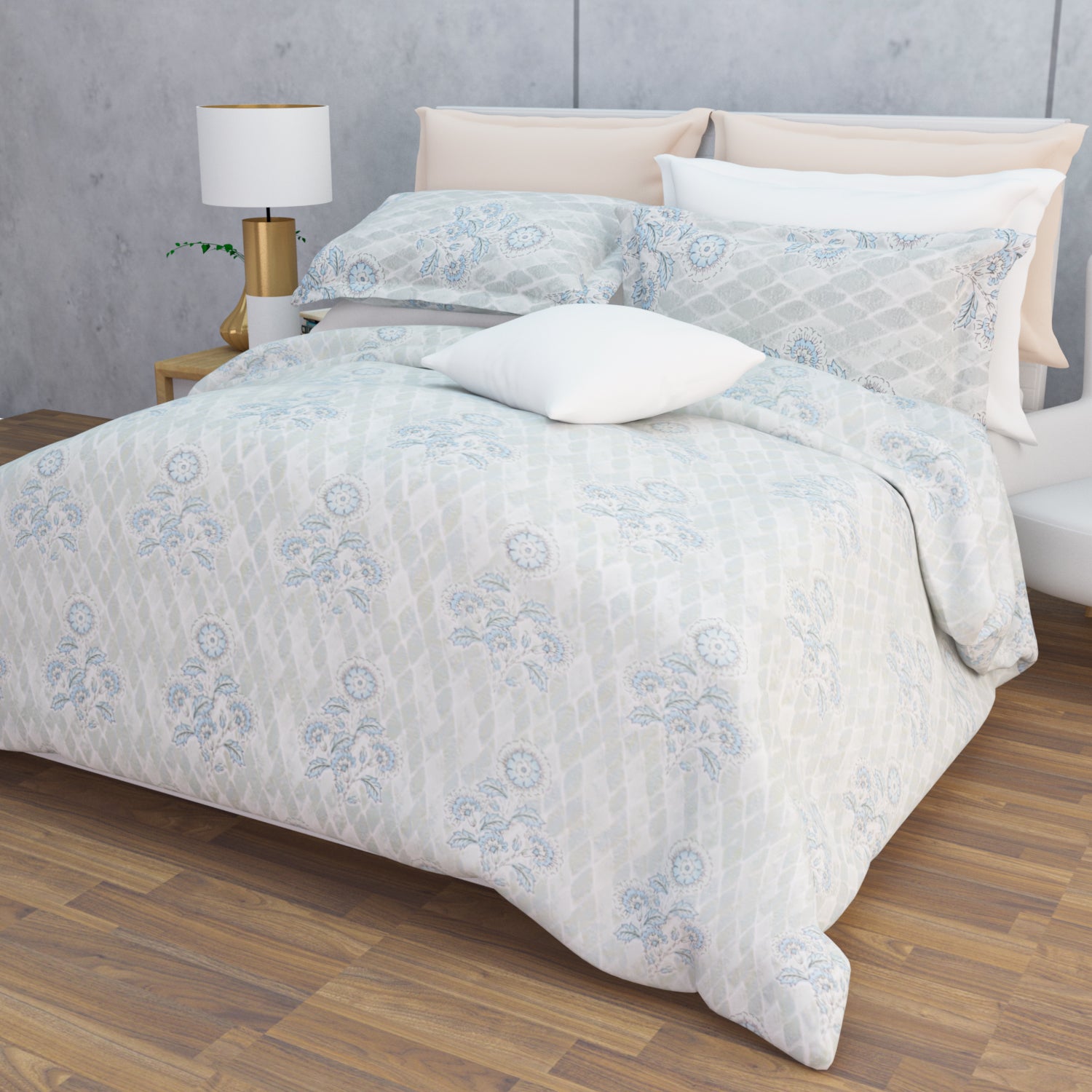 Nourah Cotton Bedsheet Set | Everyday Bedwear - Grey