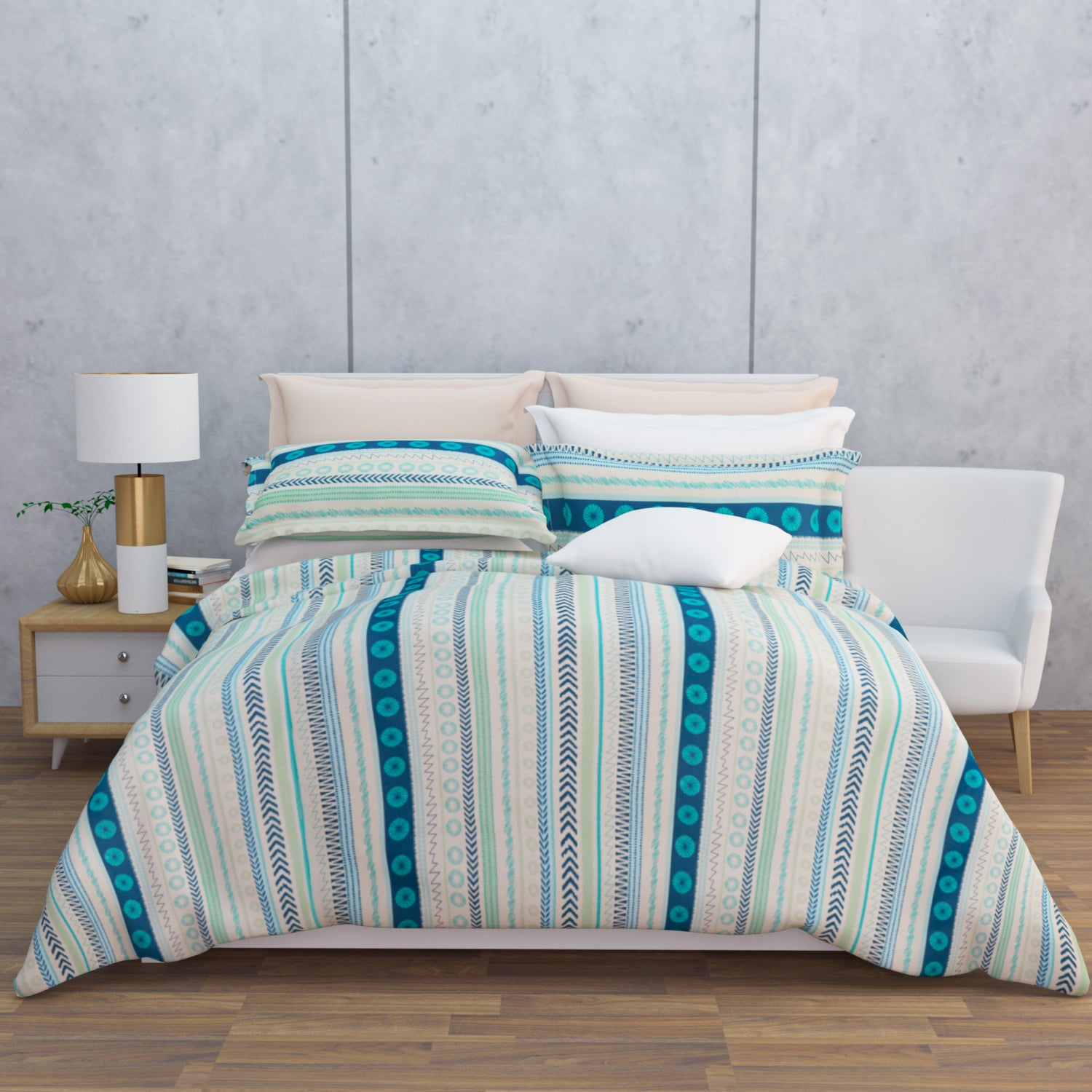 Tayra Cotton Bedsheet Set | Everyday Bedwear - Teal