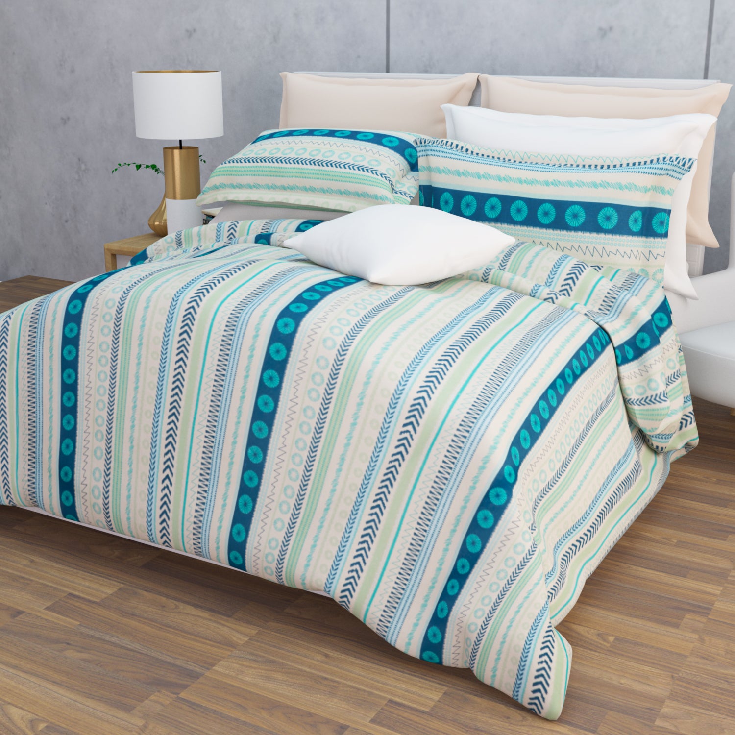 Tayra Cotton Bedsheet Set | Everyday Bedwear - Teal