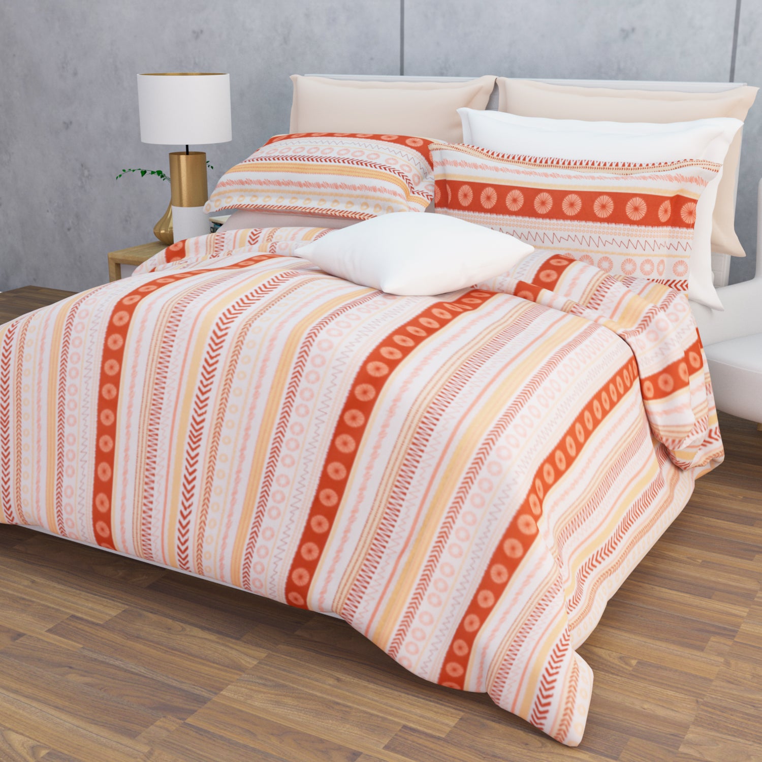 Tayra Cotton Bedsheet Set | Everyday Bedwear - Orange