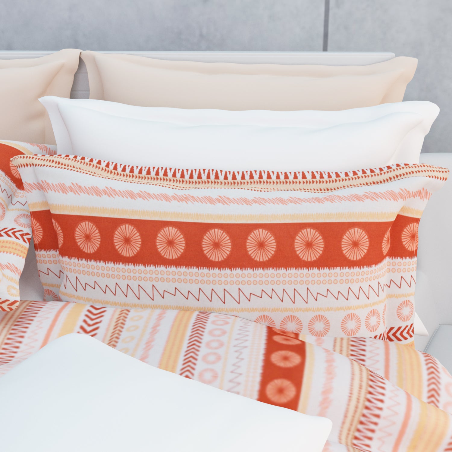 Tayra Cotton Bedsheet Set | Everyday Bedwear - Orange