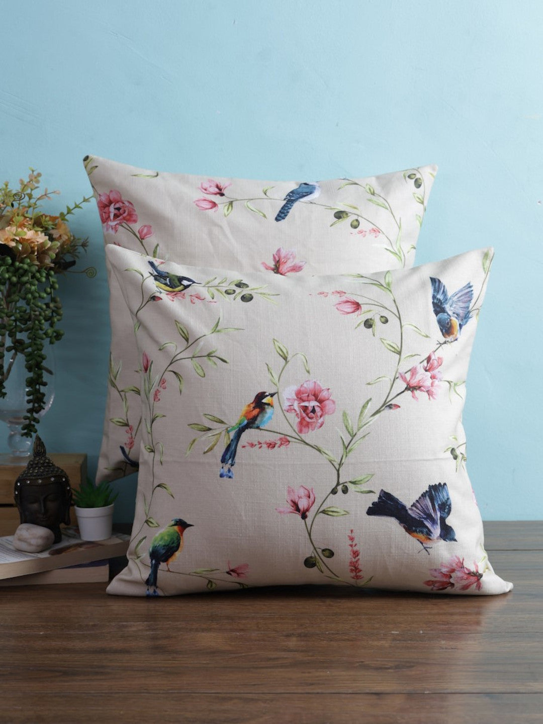 Vibgyor Cushion Cover Collection - Set of 2 - Robins - Cream