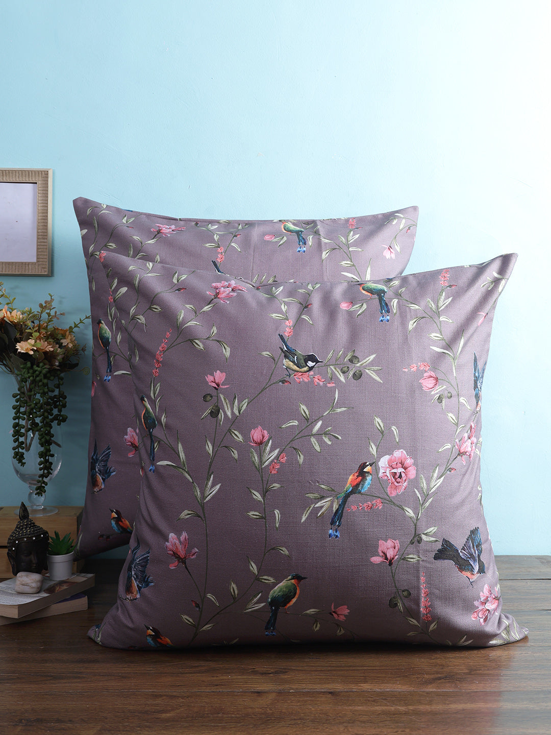 Vibgyor Cushion Cover Collection - Set of 2 - Robins - Brown