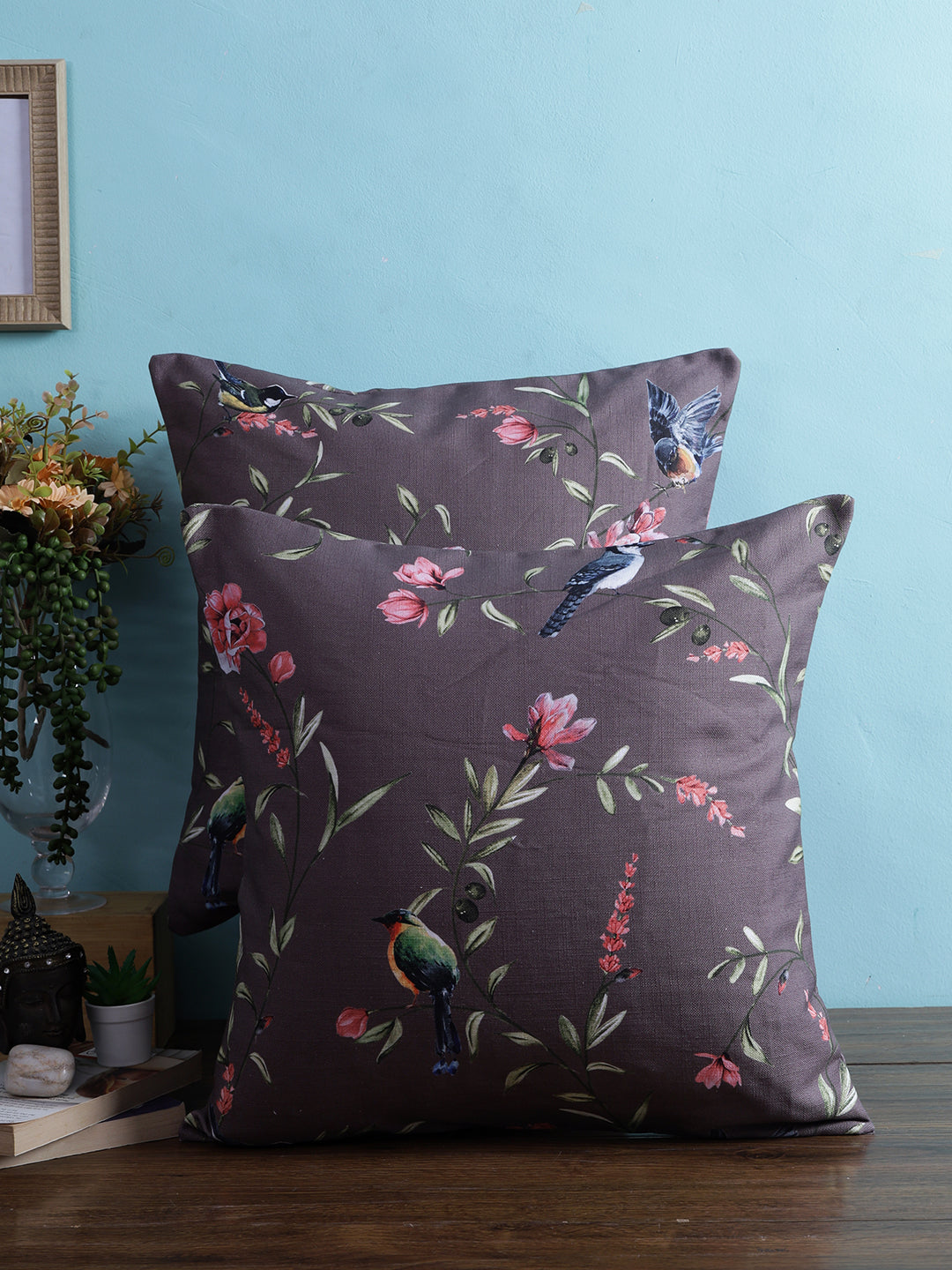 Vibgyor Cushion Cover Collection - Set of 2 - Robins - Brown